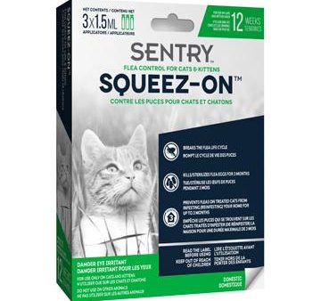 Sentry tubes à presser topiques anti-puce pour chat  boite de 3 tubes For Discount