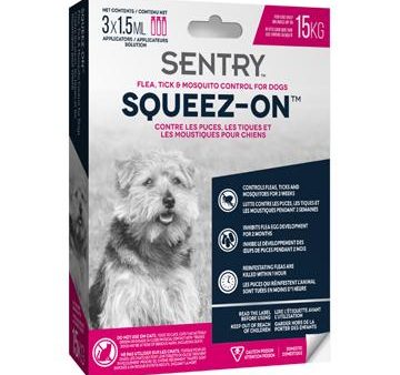 Sentry boite de 3 tubes à presser topique anti-puces et anti-tiques pour chien pesant moins de 15 kg Online